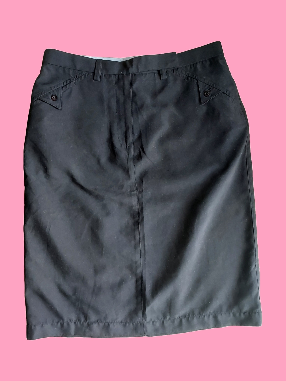 Christopher & Banks Black Pencil Skirt with Buttoned Pocket Tabs